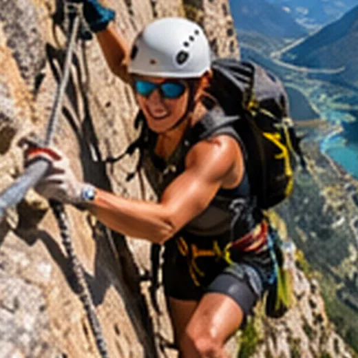 Grimpeurs sur une via ferrata
