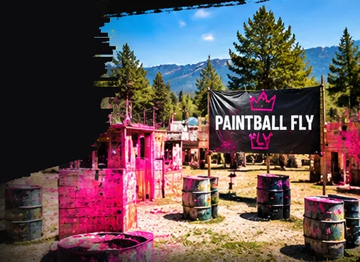 Terrain de paintball Paintball Fly à Neffes, avec ses tours et ses barils