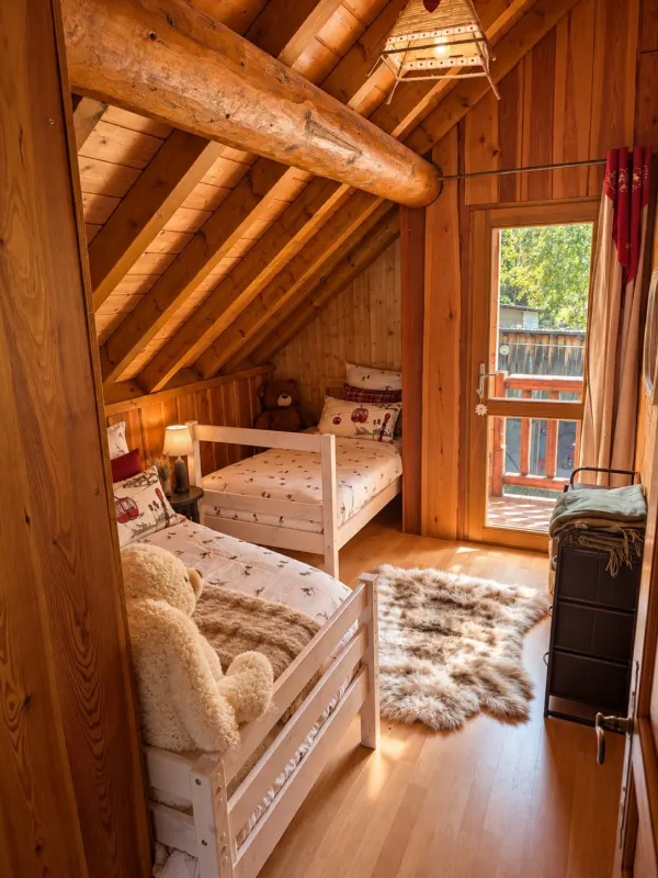 Chambre avec deux lits simples et balcon